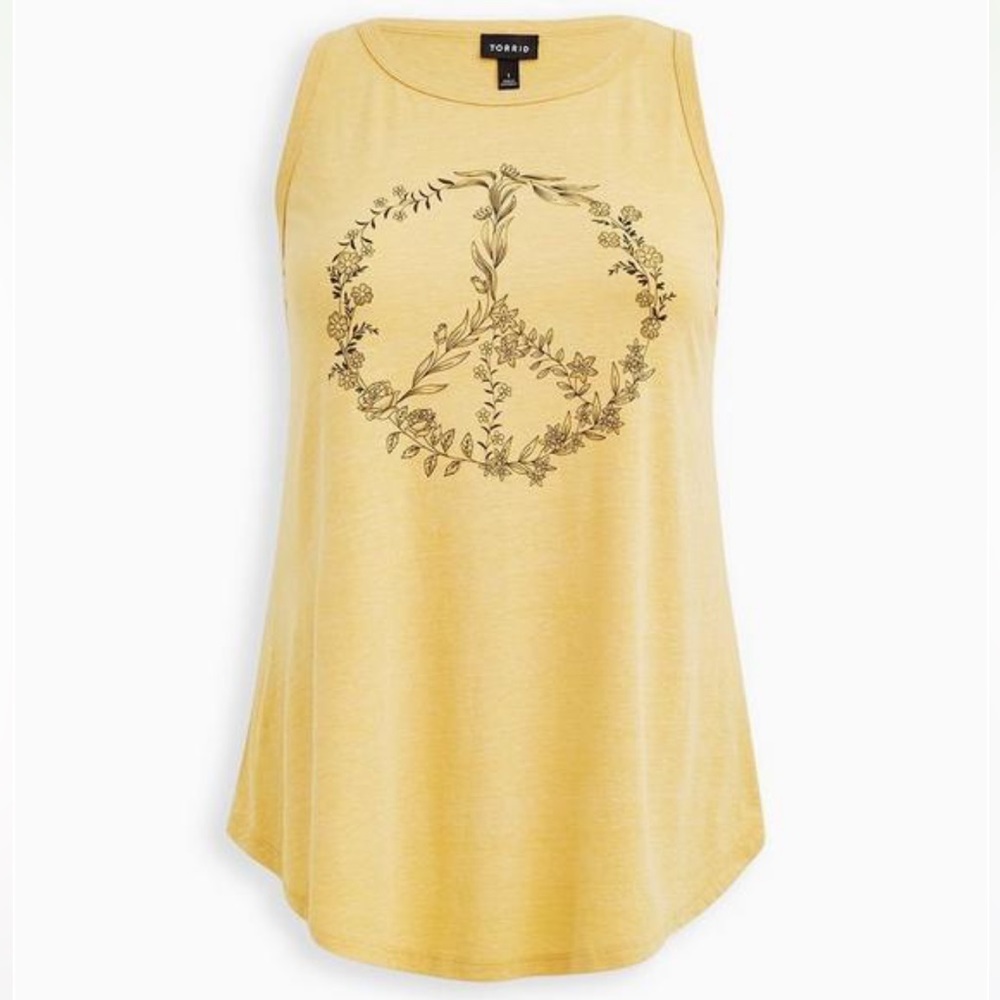 Torrid Peace Sign Yellow Triblend Jersey Tank